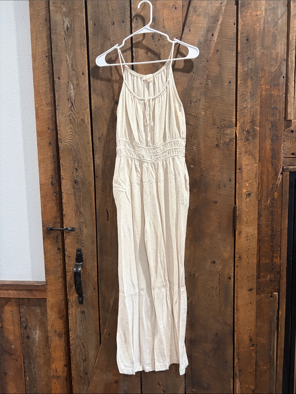 Monteau Cream Halter Boho Maxi Dress